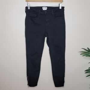 L'Agence | Black Cropped Skinny Jeans with Ankle Zippers
